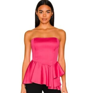 LULUMARI Peplum Strapless Top in Barbie Pink – NWT Size Large